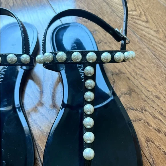 Stuart Weitzman size 11 pearl studded jelly flat sandals - Picture 9 of 10